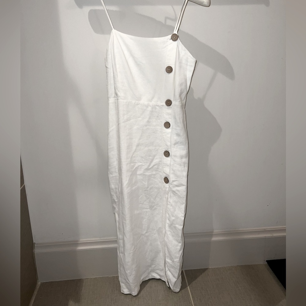 Bershka maxi white linen dress